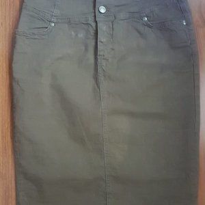 Cotton Khaki Pencil Skirt for Women